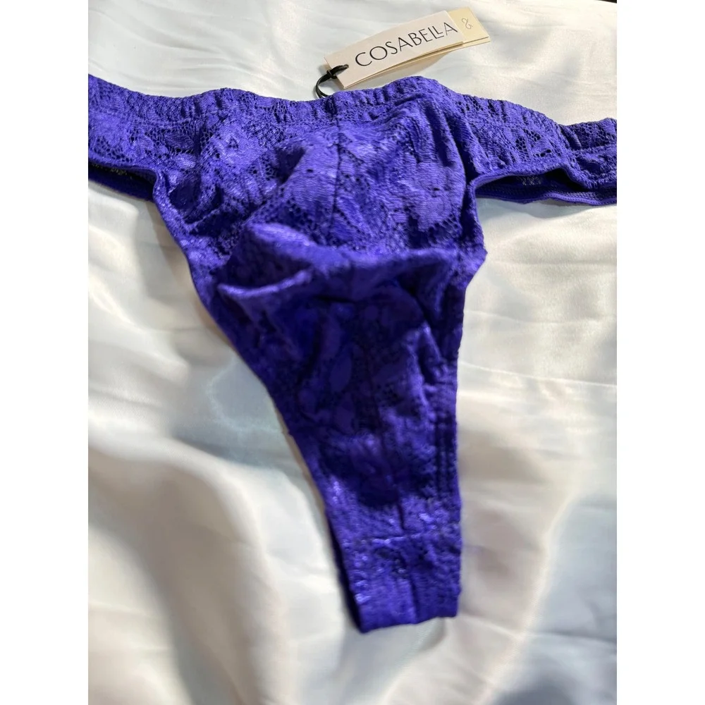 Cosabella Never Say Never Men's Lace G-String Thong Violet Sexy‎ Italian Lace S